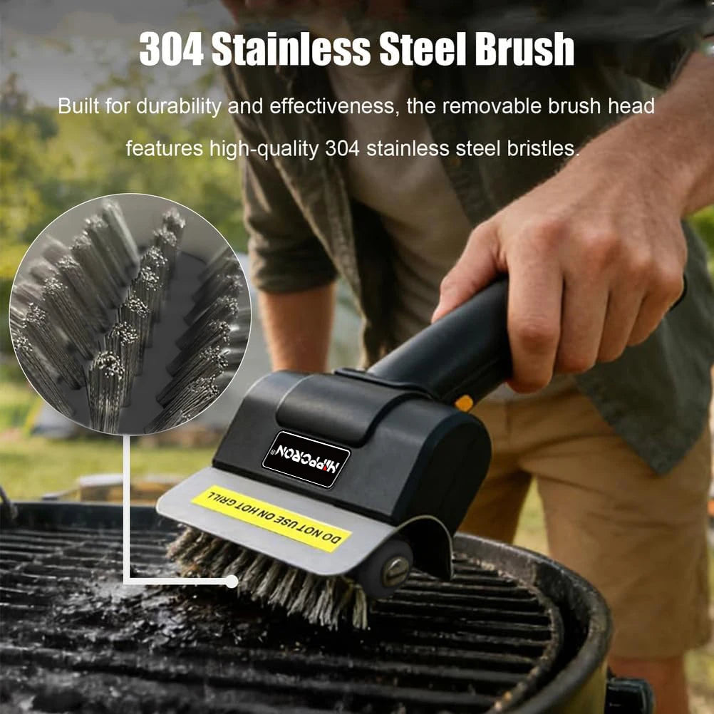 Hippcron Electric Barbecue Grill Cleaning Brush 1100 RPM -304 Stainless Steel for Backyard BBQs Camping Trips Cleaning Tool