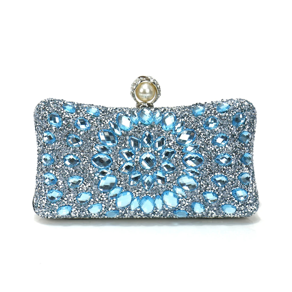 Golden Metal Pearl Rhinestones Glitter Evening Bags Small Lady Prom Dinner Luxury Night Gift Girlfriend Purse Acrylic Diamonds E