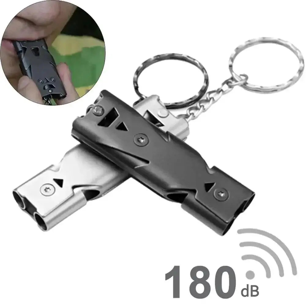 1/2pcs Double Pipe Whistle Pendant Keychain High Decibel Portable Outdoor Survival Emergency Camping Tool Multifunction 1PC