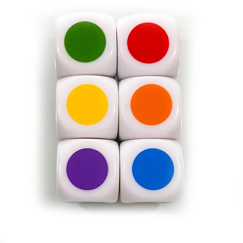 10 Pcs/set 6 Sided Round Colour Dice Funny Puzzle Game  16 mm