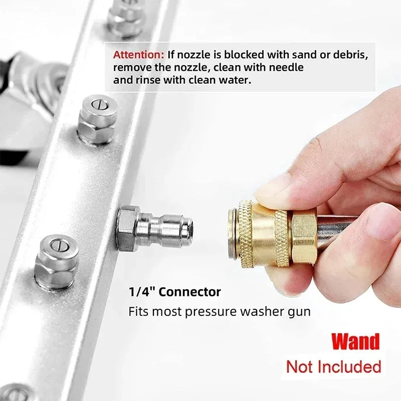 Wheeled Undercarriage Washer 4 Spray Nozzles Pressure Washer Chassis Cleaner 1/4 Quick Plug Car Under Frame Cleaning Accessory