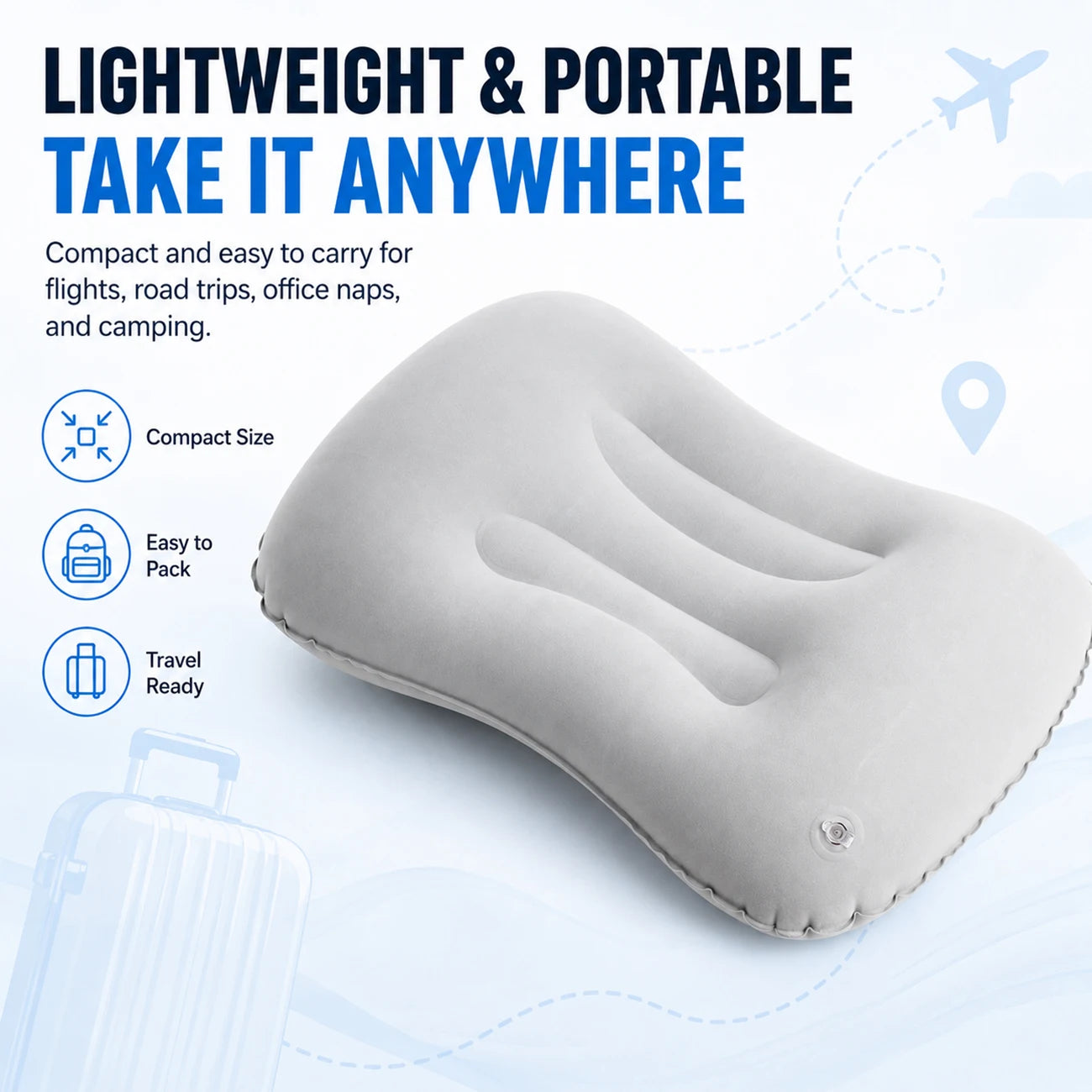 1Pcs Inflatable Camping Travel Pillow Ultralight Portable Backpacking Pillow for Neck Lumbar Support Camp Hiking Sleeping