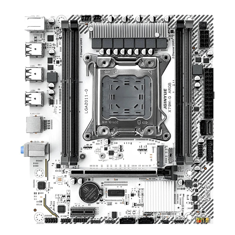 JGINYUE X79 LGA 2011 PC Assembly Set TPM 2.0 PIN M-ATX Motherboard Kit with Xeon E5 2680 V2 CPU and DDR3 32GB 1600MHz Memory Set