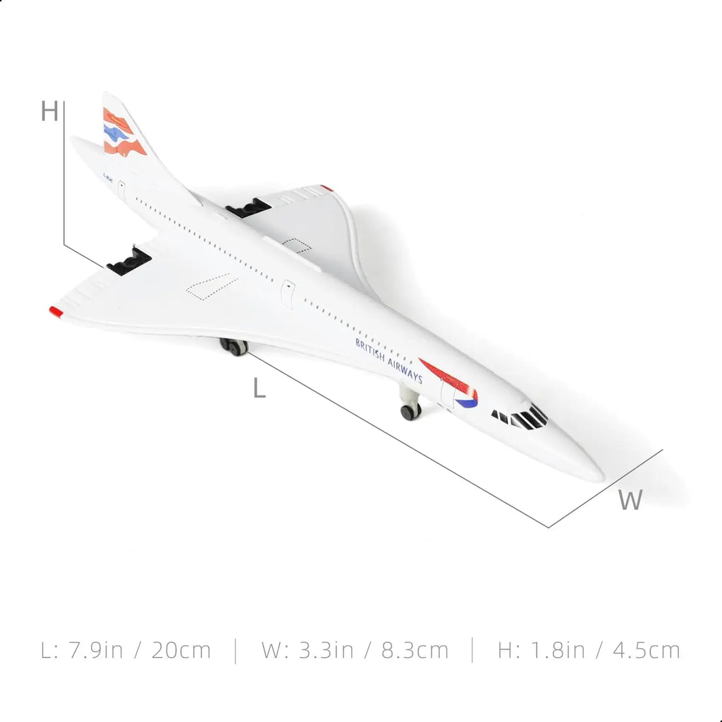 1/300 Concorde for British Airways Diecast Metal Airplane Model Toy Kit with Wheels Display Stand for Collections and Displays