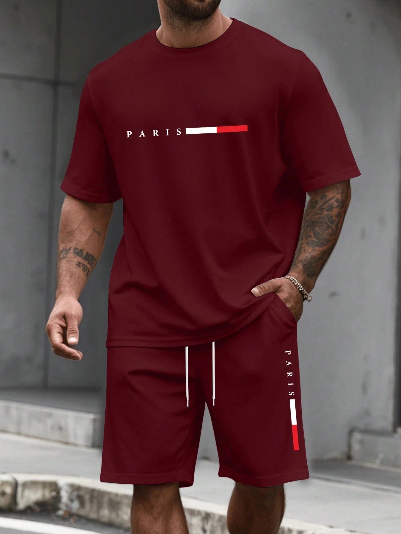 Men's sports two-piece set short sleeved T-shirt and shorts running and fitness sportswear summer promotion latest hot selling