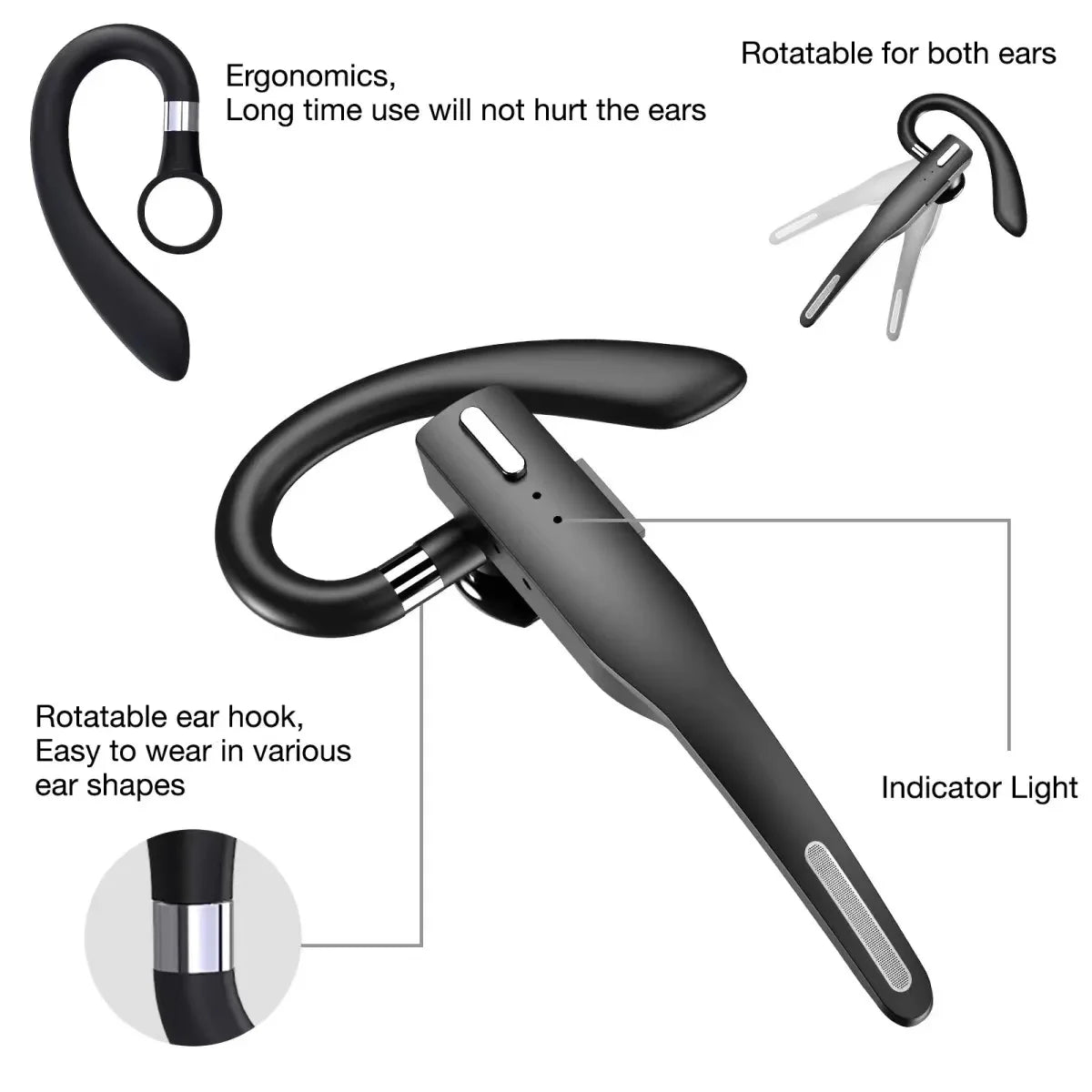 YYK-525 Wireless Bluetooth Headset Business Ear-mounted Bluetooth-compatible V5.1 Hands-free Call Noise Reduction Headphones