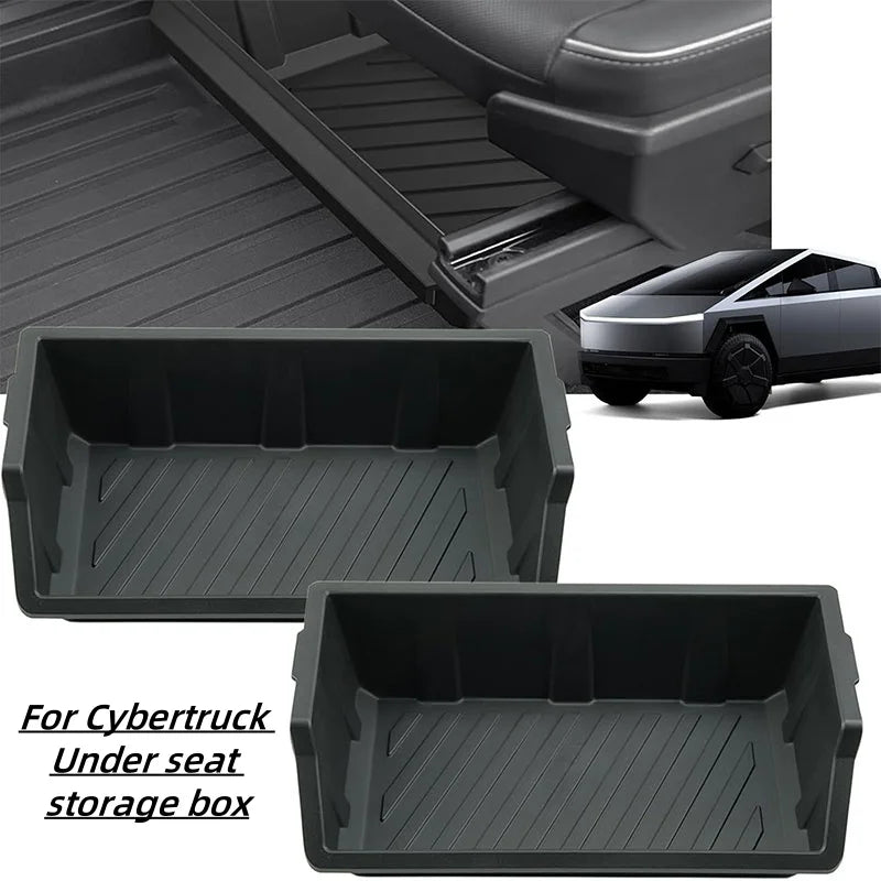 For Tesla Cybertruck Storage box under front seats drawer-type storage box seat hidden storage box Car interior accessories