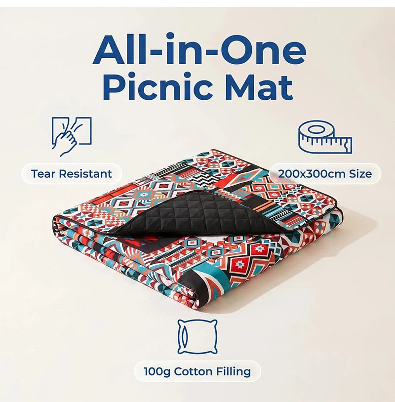 300x300cm Waterproof Picnic Mat Large Beach Blanket Machine Washable Outdoor Beach Mat With Carrying Handle For Camping Beach
