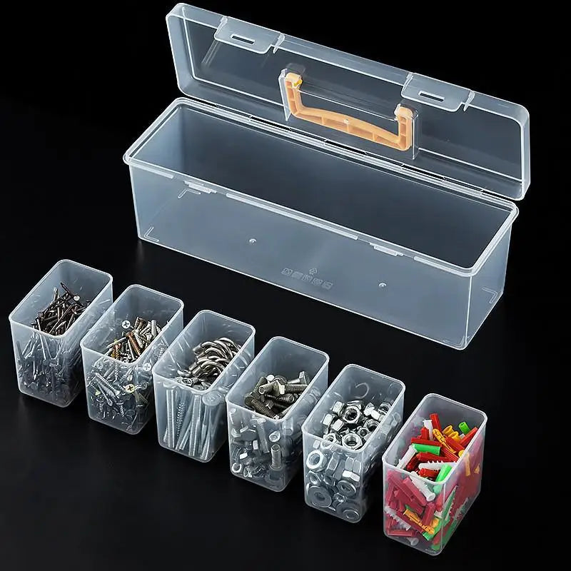 Transparent Handheld Tool Organizer Box Large Capacity Portable Storage Box for Art and Repair Tools