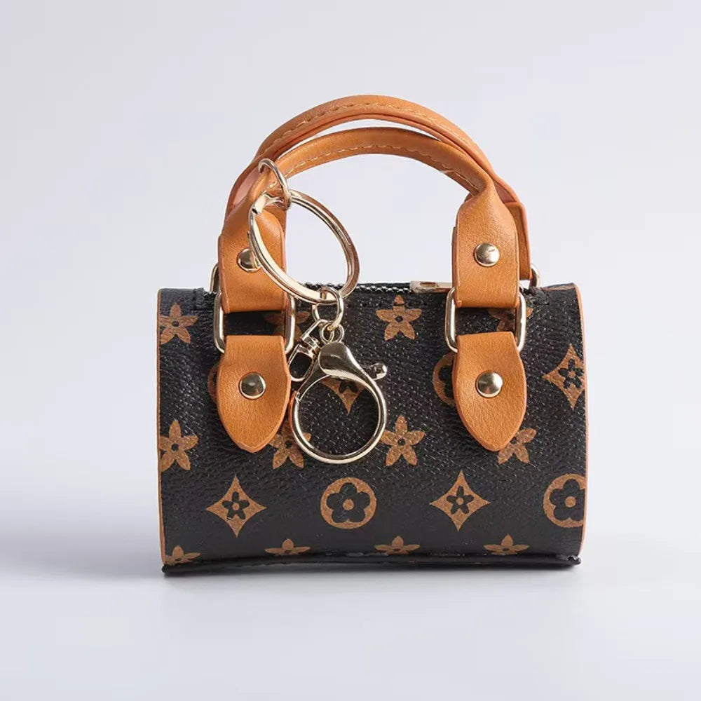 European Cute Mini Personalized Earphone Bag Old Flower Mini Bag French Stick Bag Keychain Pendant Bag Accessories