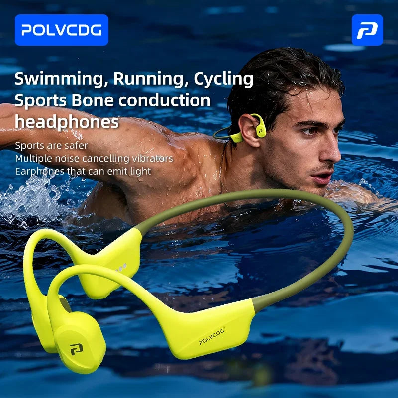 POLVCDG x34 Bone Conduction Swimming Earphones Silicone Head 32GB Memory IPX8 Waterproof 26g Sports Climbing Earphones