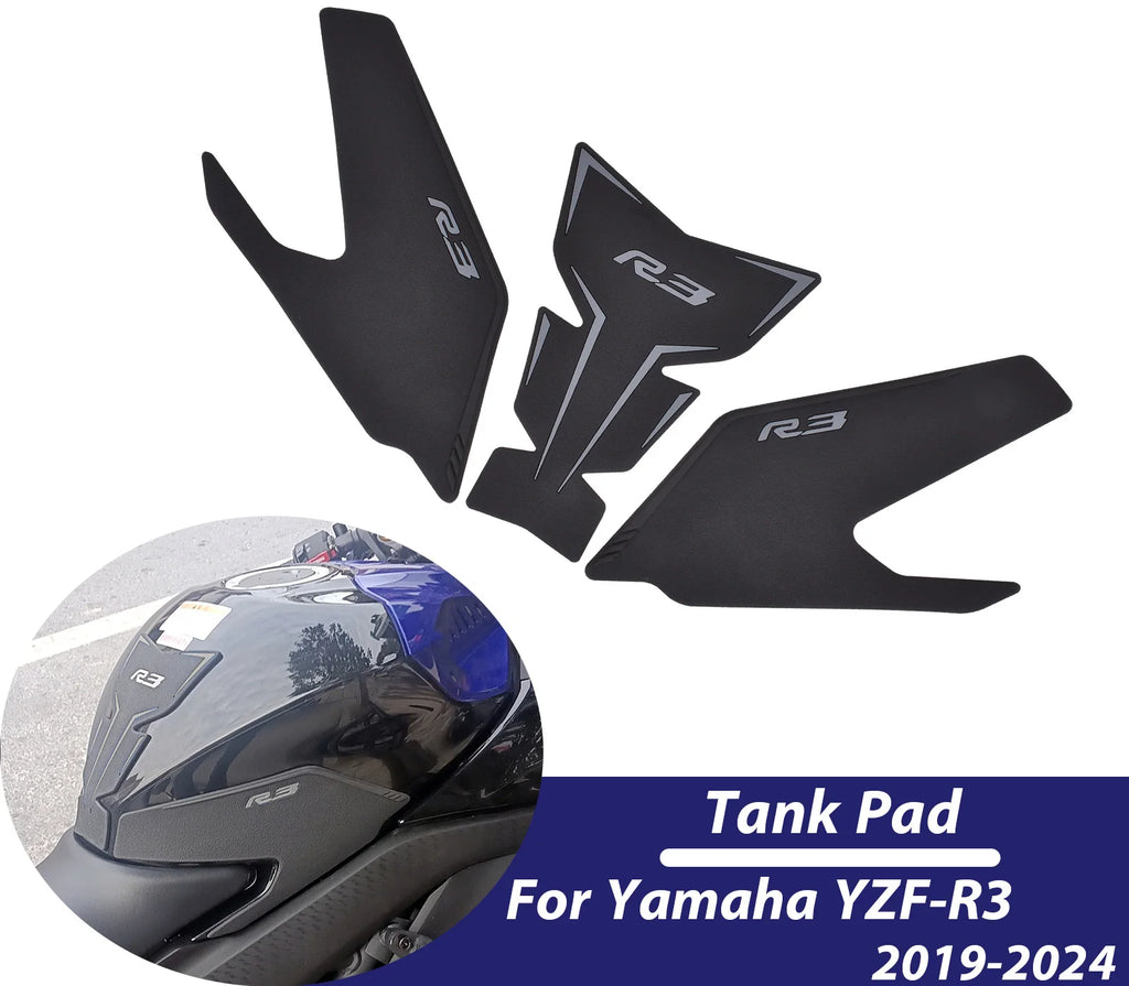 For YAMAHA YZF R3 YZF-R3 2019-2025 2023 Tank Pad Motorcycle Side Grips Gas Fuel Oil Kit Knee Stickers Decals Protector Sticker