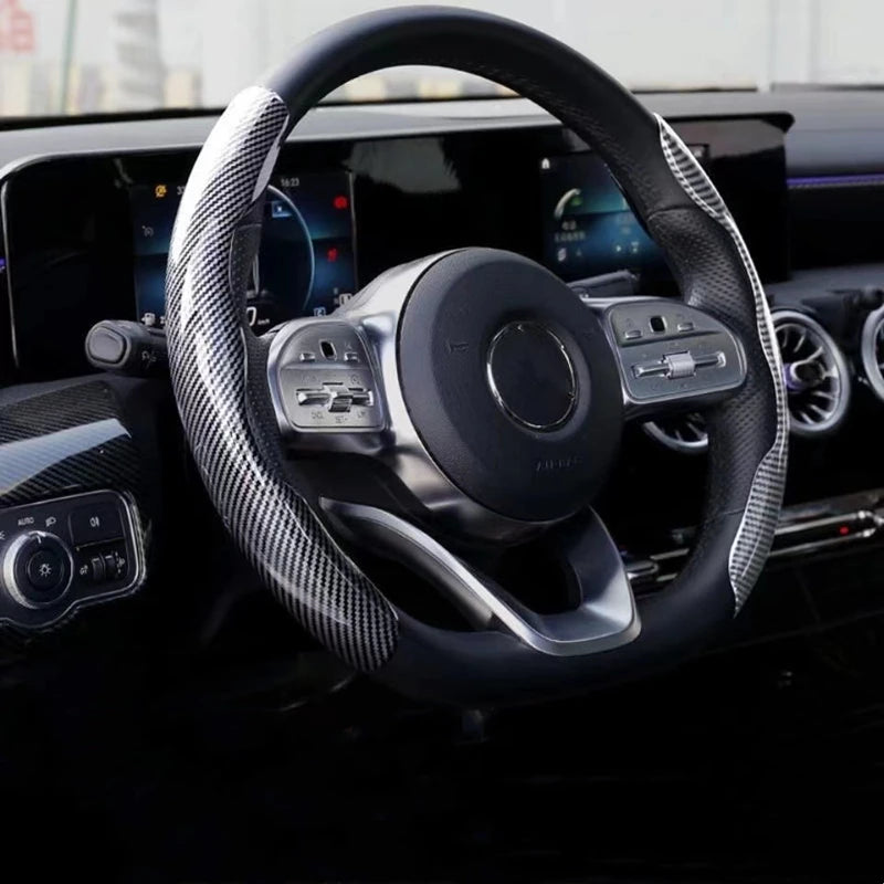 New car steering wheel cover Four Seasons General ultra-thin non-slip water transfer carbon fiber steering wheel cover auto part