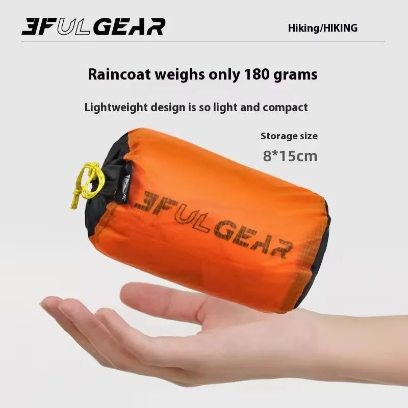 3F UL GEAR Ultralight Women's Men's Rain Coat Jacket Outdoor Camping Hiking Trekking 15D Nylon Waterproof Raincoat Lightweight