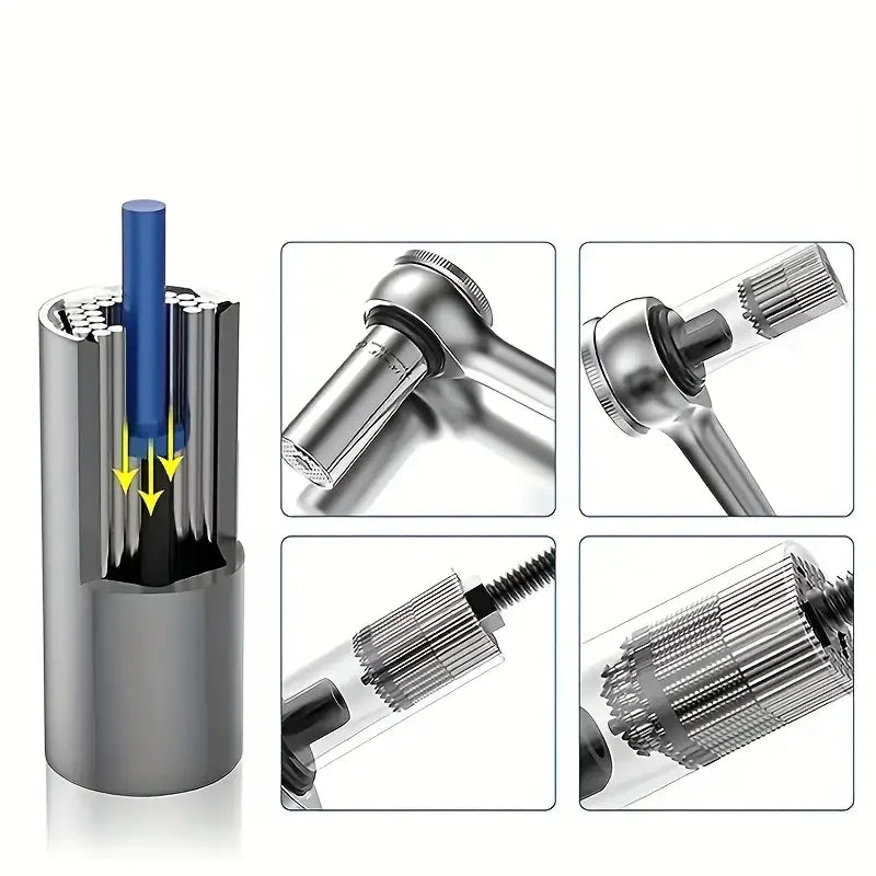 Multifunctional 7 to 19mm Magic Socket Multi Purpose Wrench Extension Rod Electric Hand Drill Screw Tool Set