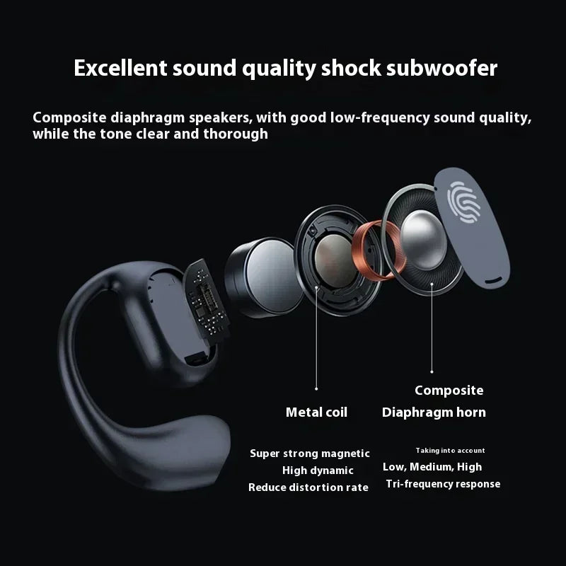 Lenovo New Wireless Bone Conduction Earphones Ear Hook Bluetooth 5.4 Headphones HiFi 9D Stereo Noise Earphones Outdoor Sports