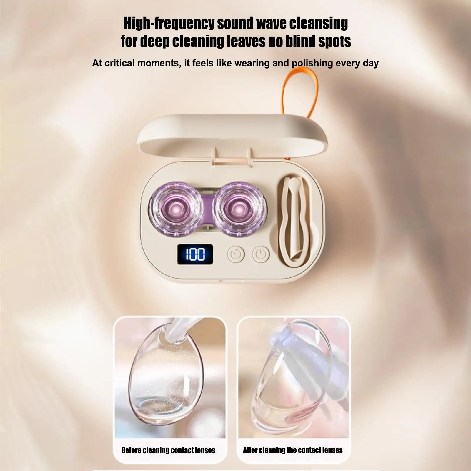 Ultrasonic Contact Lens Cleaning Machine Mini Electric Contact Lens Cleaner Compact Deep Cleaning Device Machine For Travel