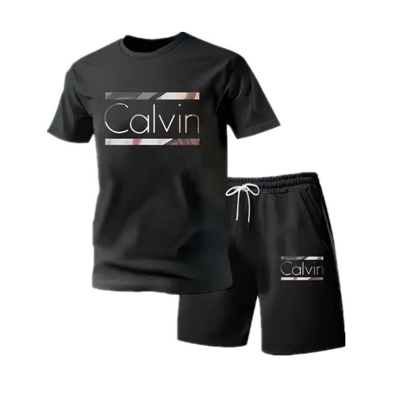 2026 Trendy Mens Two Piece Clothing Set Letter Graphic Print Tee With Shorts Summer Casual Outdoor Streetwear Outfit Suit