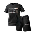2026 Trendy Mens Two Piece Clothing Set Letter Graphic Print Tee With Shorts Summer Casual Outdoor Streetwear Outfit Suit