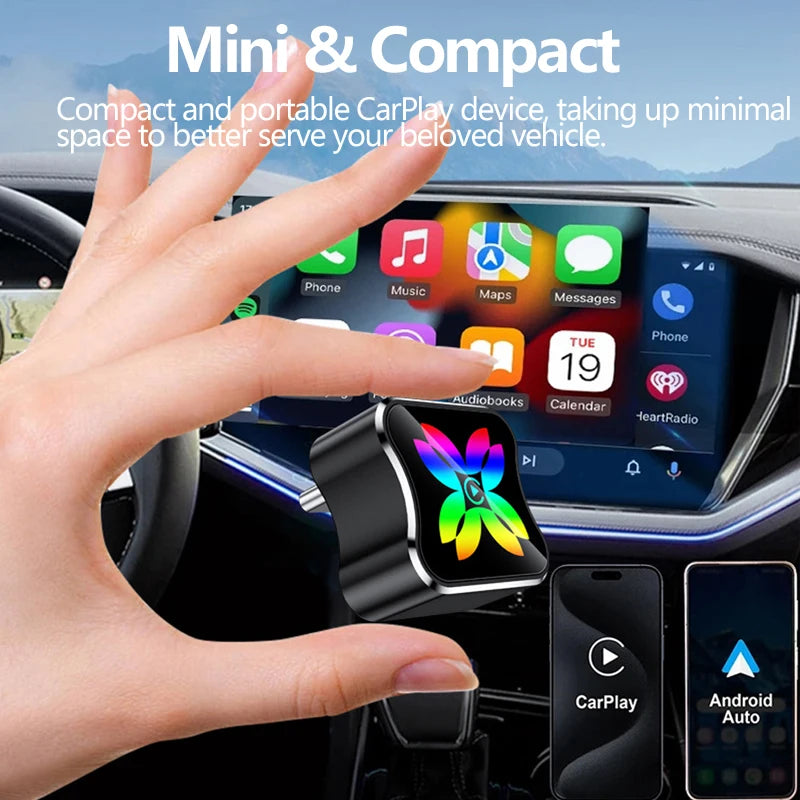 VR Robot USB C Wireless CarPlay Adapter for Apple IOS Android 2 IN 1 Plug&Play Android Auto AI Smart Box Cars from 2018