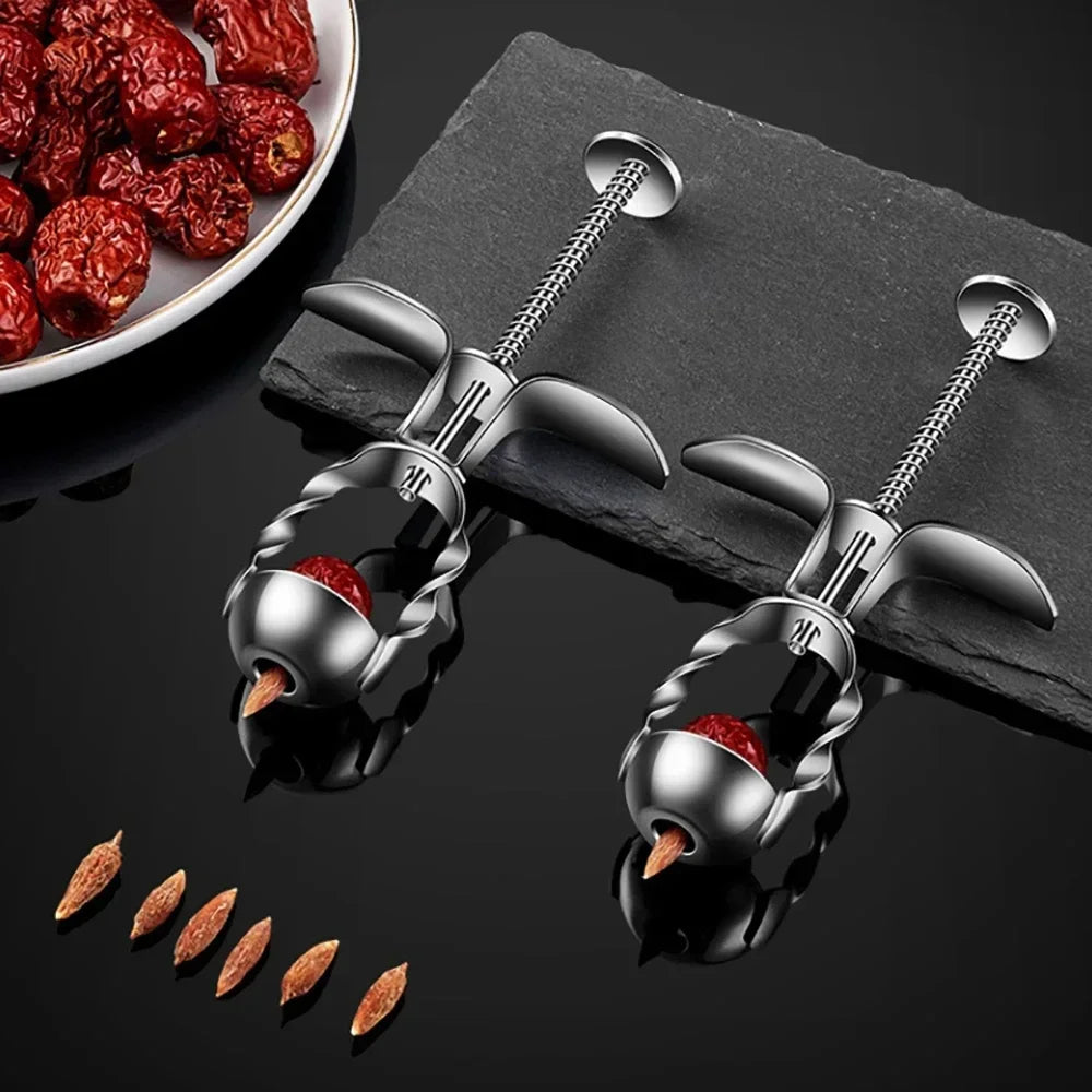Hot Stainless Steel Cherry Olive Pitter Red Dates Jujube Core Remover Tools Multipurpose Fruit Corer Pit Kitchen Gadget Tools