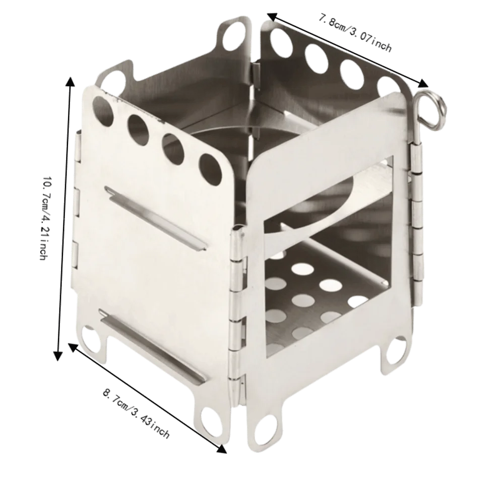 Lightweight Stainless Steel Camping Stove Ventilation Holes Foldable Detachable Wood Burning Stove Compact Portable Fire Pit BBQ