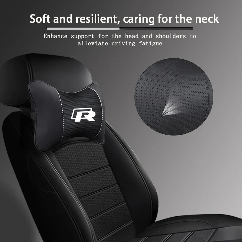 Keychain Leather Car Seat Headrest Memory Foam Comfort Neck Pillow Auto Interiors For Volkswagen VW T5 ID3 Tiguan GTI RLine Golf