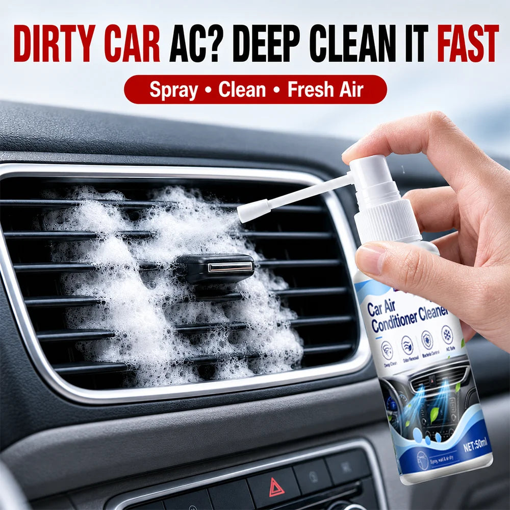Automotive Air Conditioner Foam Cleanser 50ml Dual Nozzle Spray Car AC Vent Dust Mildew Deodorizing Care Agent
