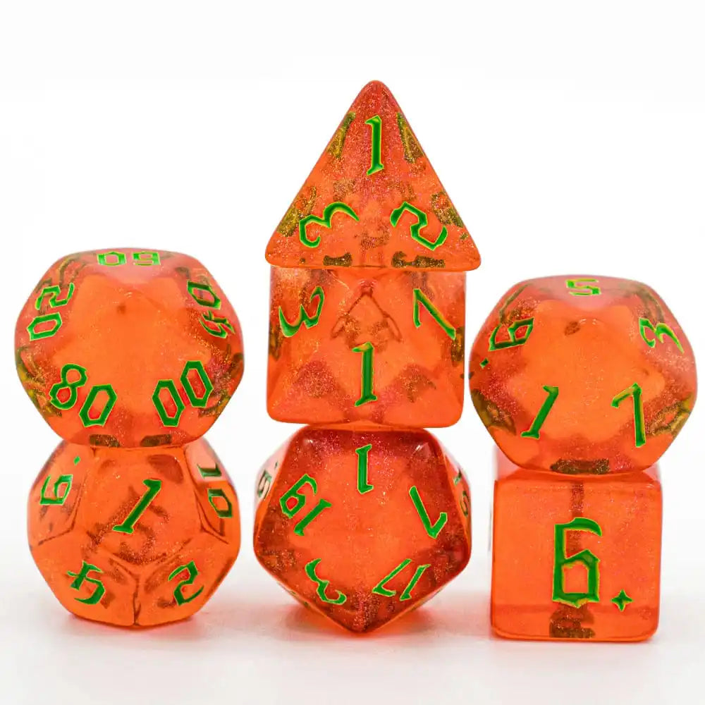 DND Glitter Dice Set 7Pcs/Set Sickle Font D4 D6 D8 D10 D% D12 D20 Polyhedral Dice for Dungeons&Dragons Role Playing Board Games