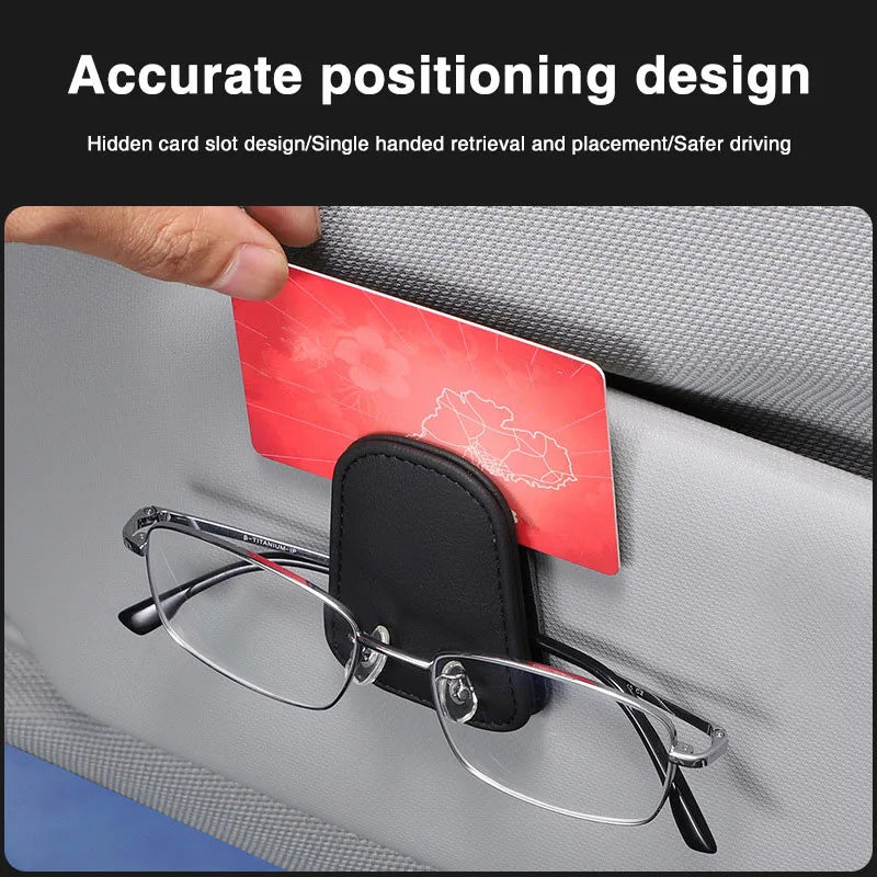 JFBONIN Universal Car Auto Sun Visor Eyeglass Hanger Clip Leather Glasses Holder Magnetic Multi-Function Automobile Accessories