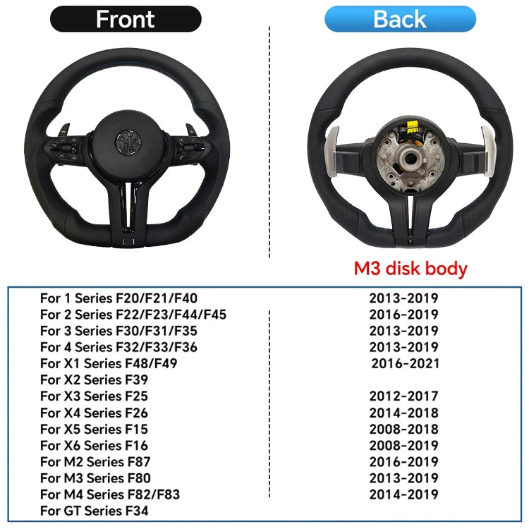 For BMW F30 F20 F48 M3 F80 F25 E90 E87 X5 E70 F01 F10 Steering Wheel Black Perforated Leather Sport Upgrade Modify Accessories