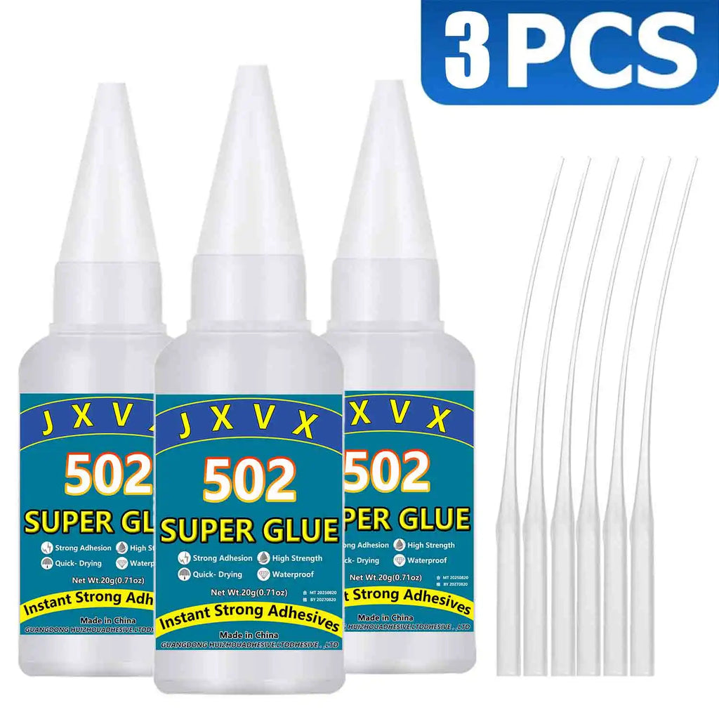 JXVX 1-5 PCs Super glue 502 High Strength Quick-drying Cyanoacrylate Adhesive for leather, rubber, wood, Metal High Strength Liquid glue Tool With Precision Distributor.