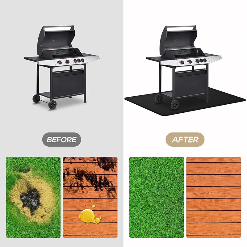 LMETJMA Under Grill Mats Double-Sided Fireproof Outdoor Grill Protective Mat Oilproof Waterproof BBQ Fire Pit Fireplace Mat