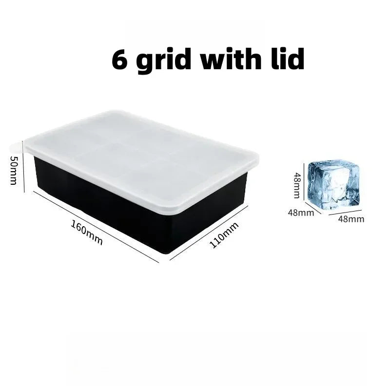 4/6/8/15 Grid Big Ice Tray Mold Giant Jumbo Large Food Grade Silicone Ice Cube Square Tray Mold DIY Ice Maker Ice Cube Tray