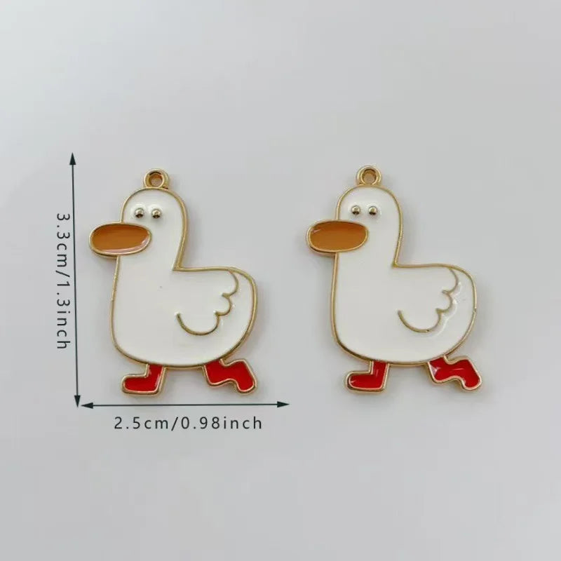 10pcs cartoon cute refueling duck drip oil alloy pendant DIY handmade earrings keychain accessories materials