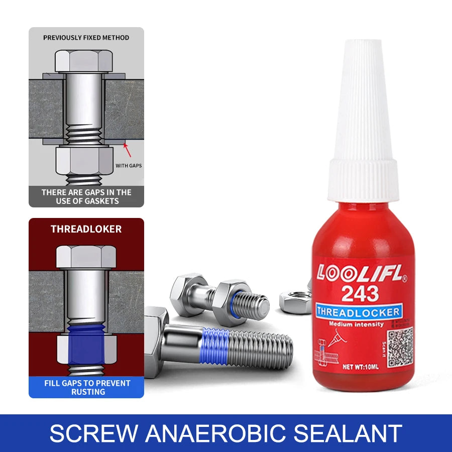 10ml LOOLIFL 243 Screw Adhesive 243 Anaerobic Glue Anti-loose Anti-slip Sealing Thread Locking Agent Anti-slip Caulk Sealers