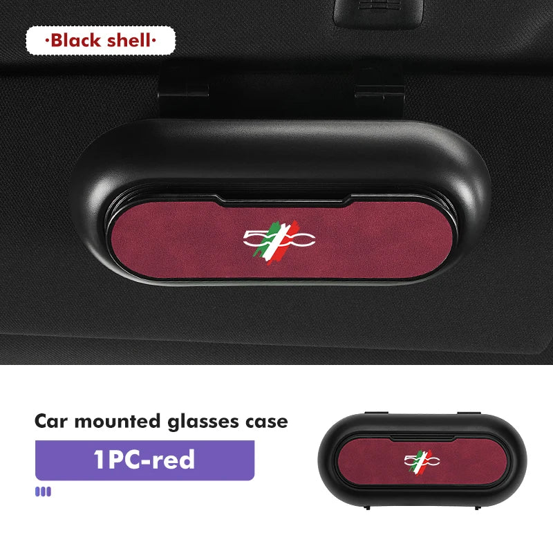 For Fiat Car Sunglasses Holder ABS Suede Dustproof Glasses Storage Box 500 Abarth 596 500X Stilo 500S 500C