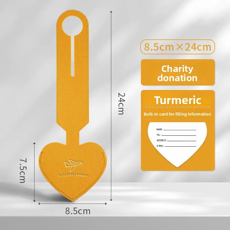 Korean Heart Shaped PU Luggage Tags Women Men Holiday Travel Accessories Suitcase Tag Name ID Address Lable Bag Tags for Luggage