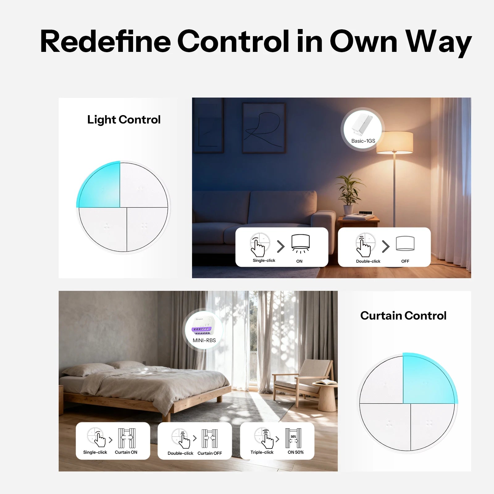SONOFF Orb 4-In-1 Fusion Series SNZB-01M Zigbee Smart Scene Button One-Touch Scene Trigger Zigbee & eWeLink Remote Dual Protocol