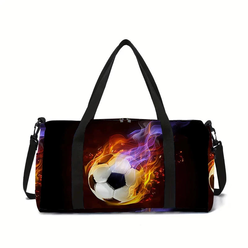 Jumping Football Large Capacity Luggage Bag  For Boy And Girls Best Gifts 2D Flat Cartoon Travel Duffels Hand Bag For Children