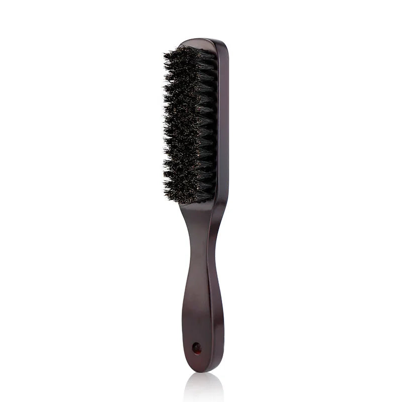 Hair Brush Wood Handle Boar Bristle Beard Comb Styling Detangling Straighten Brown Boar Bristles Massage Comb