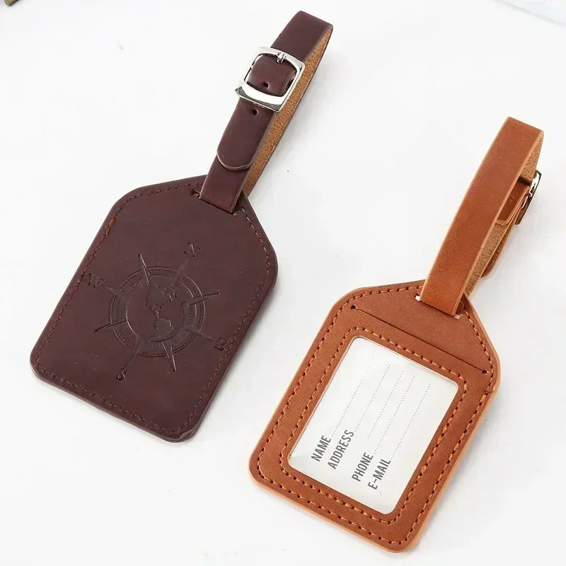 Cute Cat PU Leather Luggage Tag Suitcase Luggage Label Baggage Boarding Bag Portable Name ID Address Holder Travel Accessories