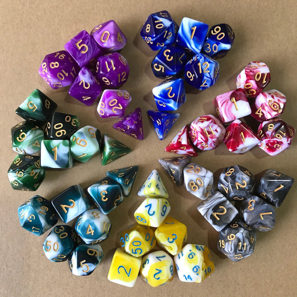 Acrylic Polyhedral Dices Set, D8 D10 D12 D20 Bar Toys with Pouch for DND RPG Role Playing Board Game Math Teaching