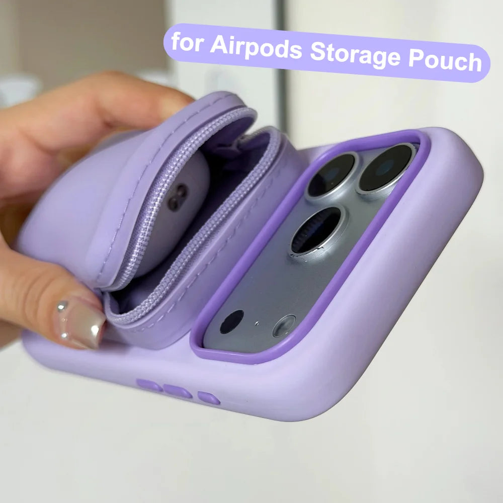 Candy Color Liquid Silicone Mini Zipper Storage Bag Earphone Pouch Lipstick Coins Hair Clips Jewelry Airbuds Case Phone Bracket