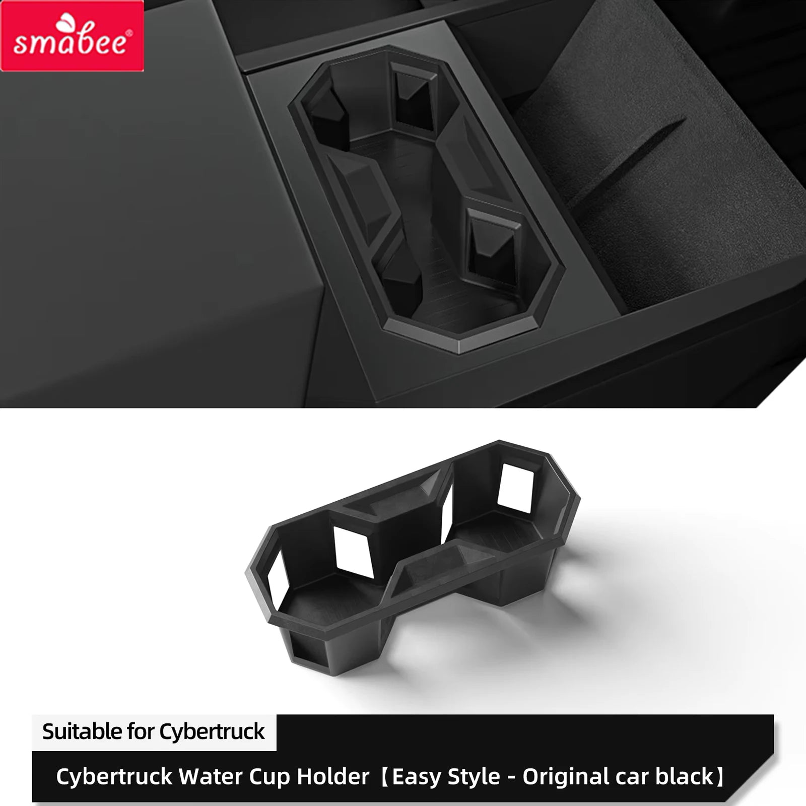Smabee for Tesla Cybertruck 2024 2025 2026 Water Cup Holder Storage Box Silicone Shock-Absorbing Central Tidying Car Accessories