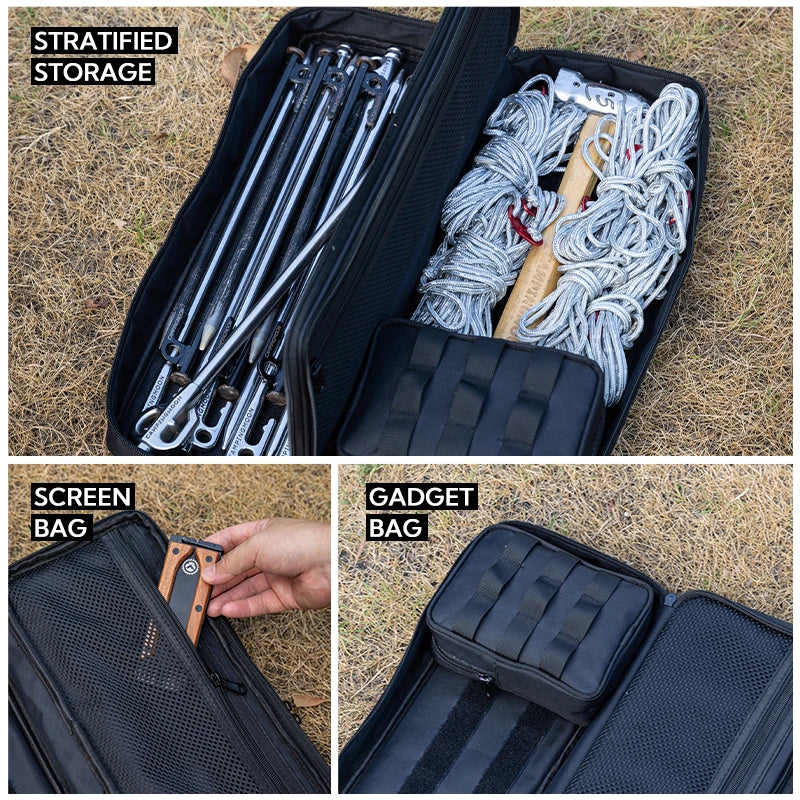 CAMPINGMOON Black Durable Waterproof Zipper Survival canvas Outdoor Portable Camping Storage Bag For Tent Pegs