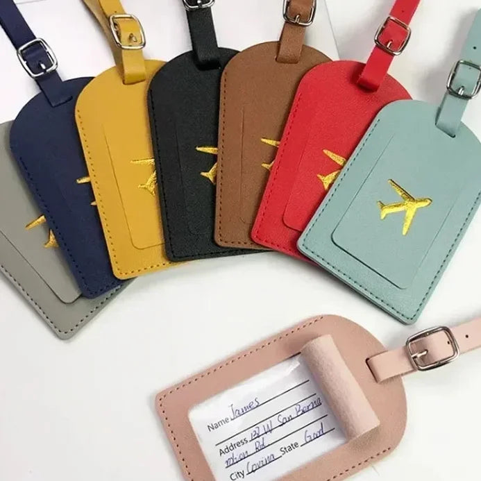 Handcrafted Leather Luggage Tags Personalized Suitcase Identifier ﻿Luggage Boarding Case Label Name ID Address Clip for Suitcase