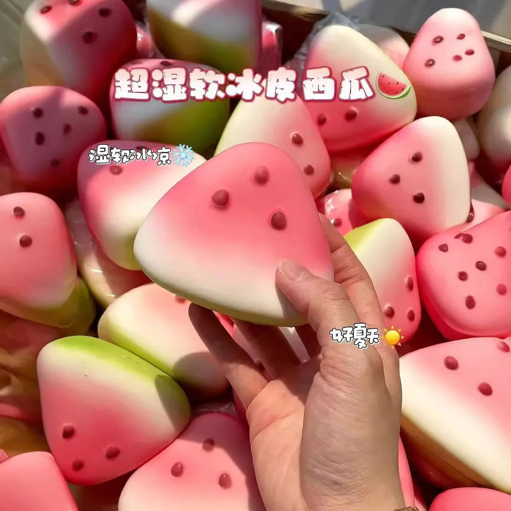 Watermelon Squishy Toys Slow Rising Ice Skin Handheld Stress Relief Anxiety Venting Fidget Toys Kids Adults Super Soft