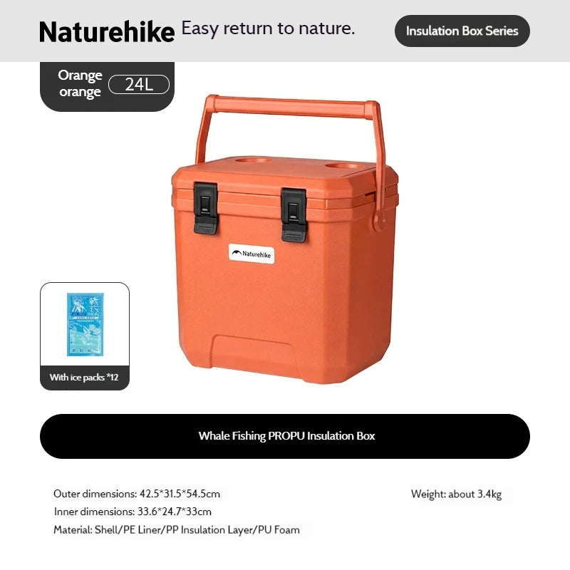 Naturehike Outdoor Camping Cooler Box 17/24/36L Insulated Ice Bucket Portable Car PU Refrigerator Large Capacity Pulley Ice Box