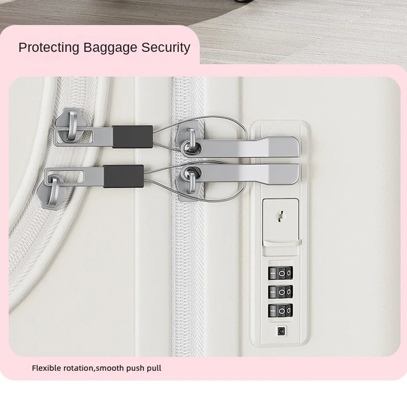 18 inch Front Opening Travel Suitcase Trolley Luggage Password Case Cabin Boarding Suitcase With USB Charging Port Cup Holder